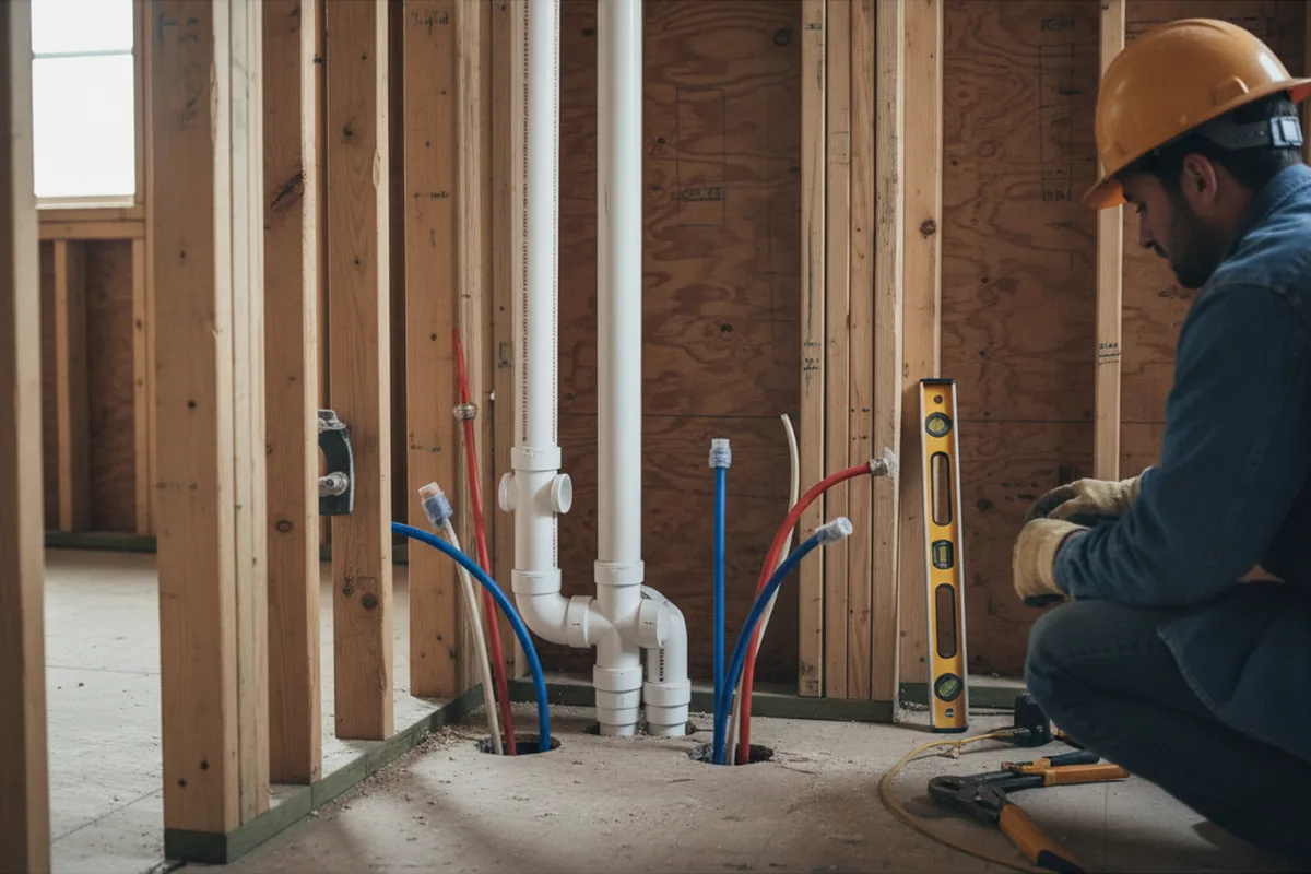 Drain and supply rough-in during Drain Cleaning in Rockingham