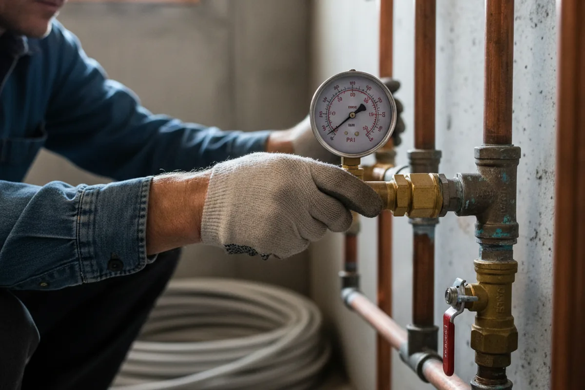 Pressure testing a repaired line during Water Line Repair in Rockingham